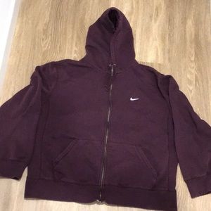Y2K Nike Logo Embroidered Purple/Maroon Zip Up Hoodie